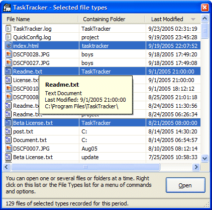 TaskTracker File List